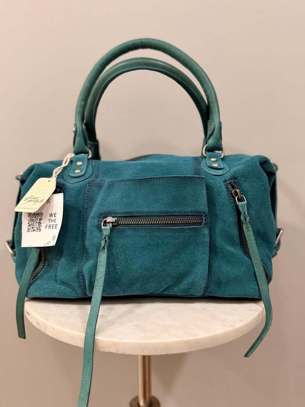 Free people We The Free Baby Emerson Suede Tote Bag “Forest dew Holly”
